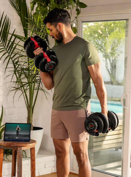 Replaces 15 sets of dumbbells in one compact system